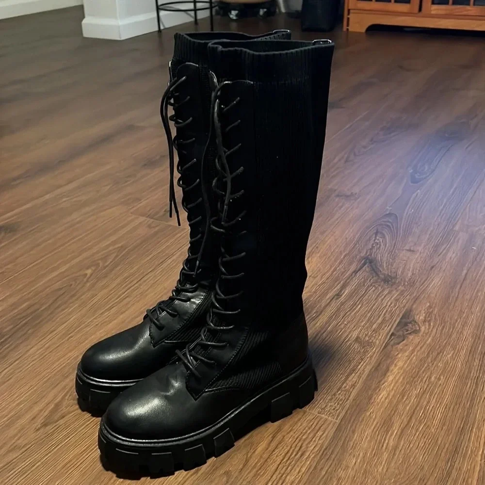 Call It Spring Studded Boots . Black W M 6 - Picture 3 of 12